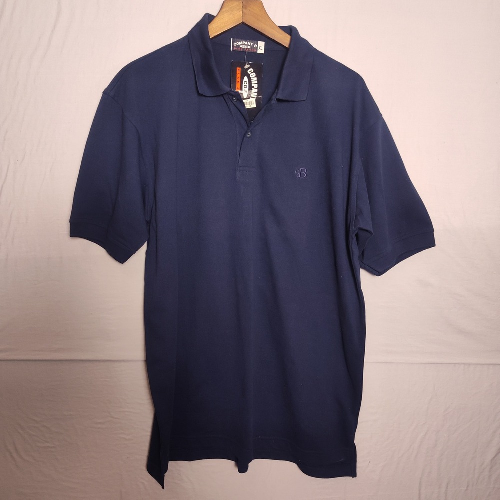 Company B Blue Jeans Mens XL Navy Blue Pique Polo Shirt Short Sleeve New